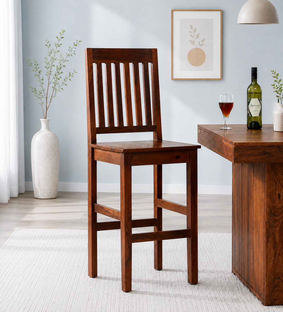 Avenza Modern Solid Wood Bar Chair with Comfortable Backrest