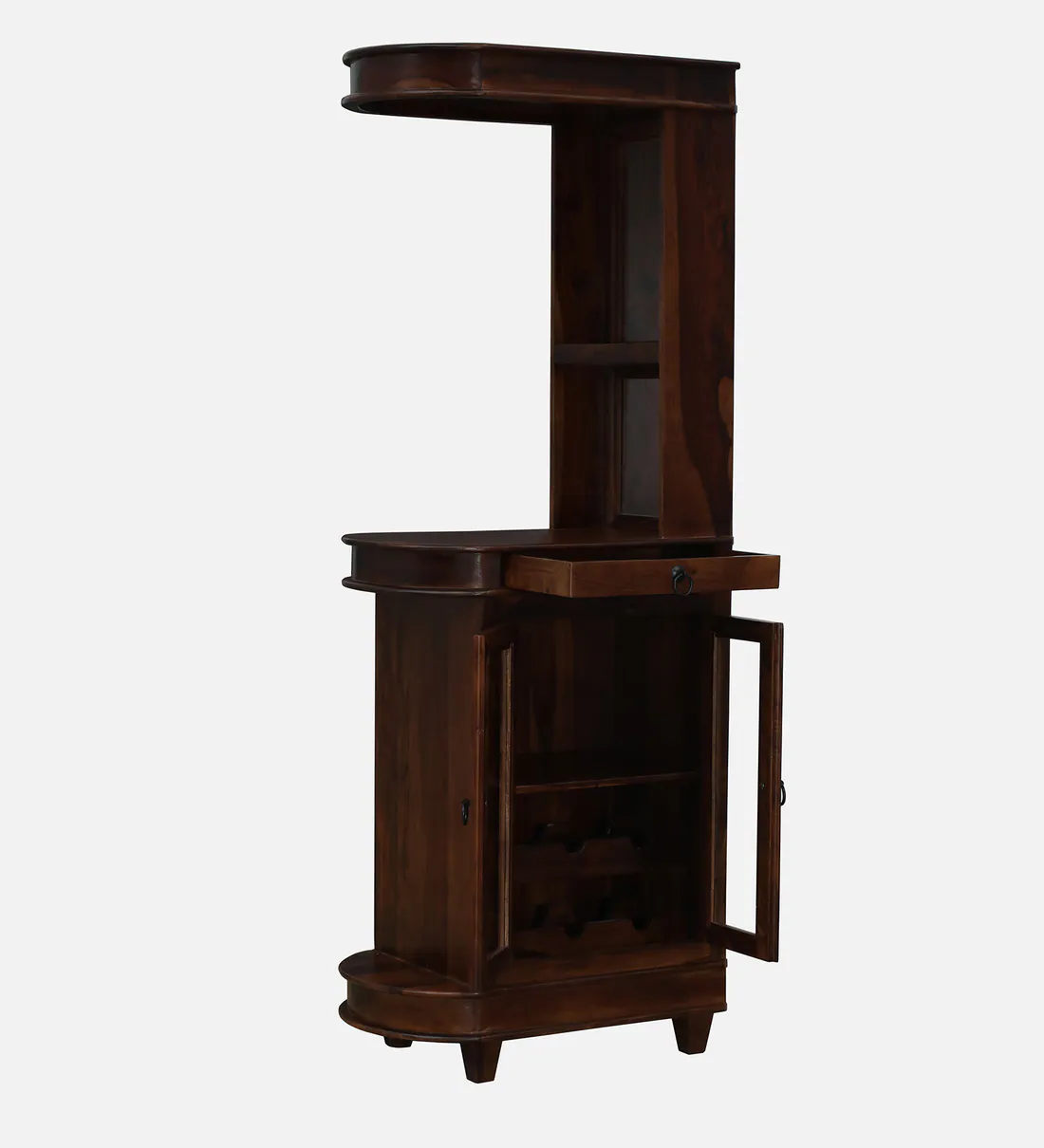 Avenza Solid Sheesham Wood Home Bar Cabinet with Drawer - Image 6