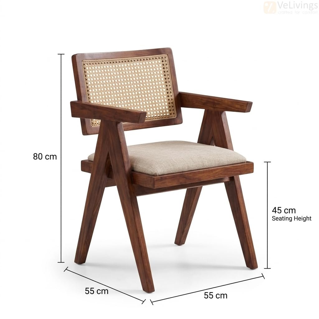 Brivon Handcrafted Solid Wood 6 Seater Dining Set with Cushioned Chairs - Image 2