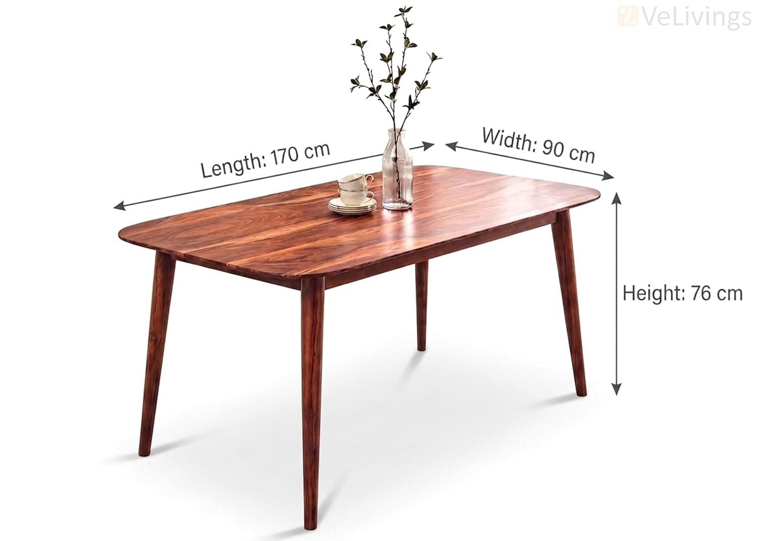Brivon Handcrafted Solid Wood 6 Seater Dining Set with Cushioned Chairs - Image 3