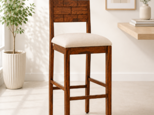 Calvion Handcrafted Sheesham Wood Bar Chair in Walnut Finish