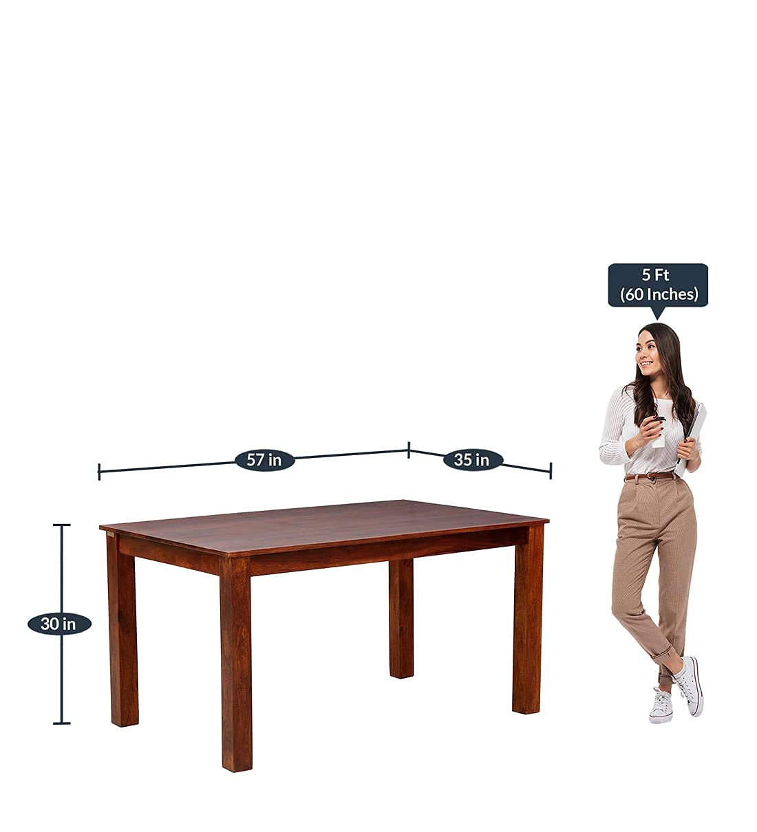 Denvor Luxury Solid Sheesham Wood 6 Seater Dining Set in Provincial Teak Finish - Image 7