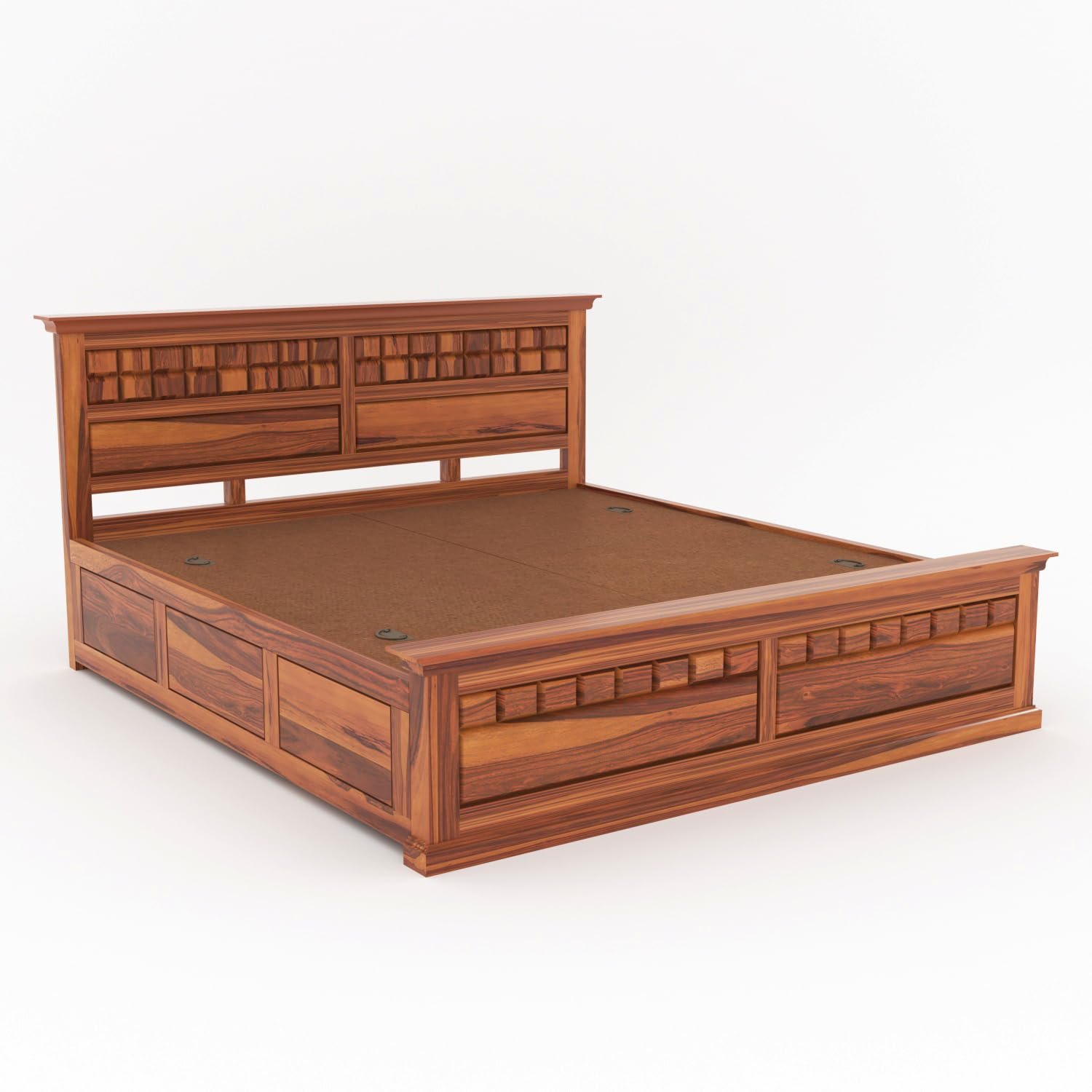 Denvora Premium Wooden Storage Bed with Spacious Box Storage in Walnut Finish - Image 3