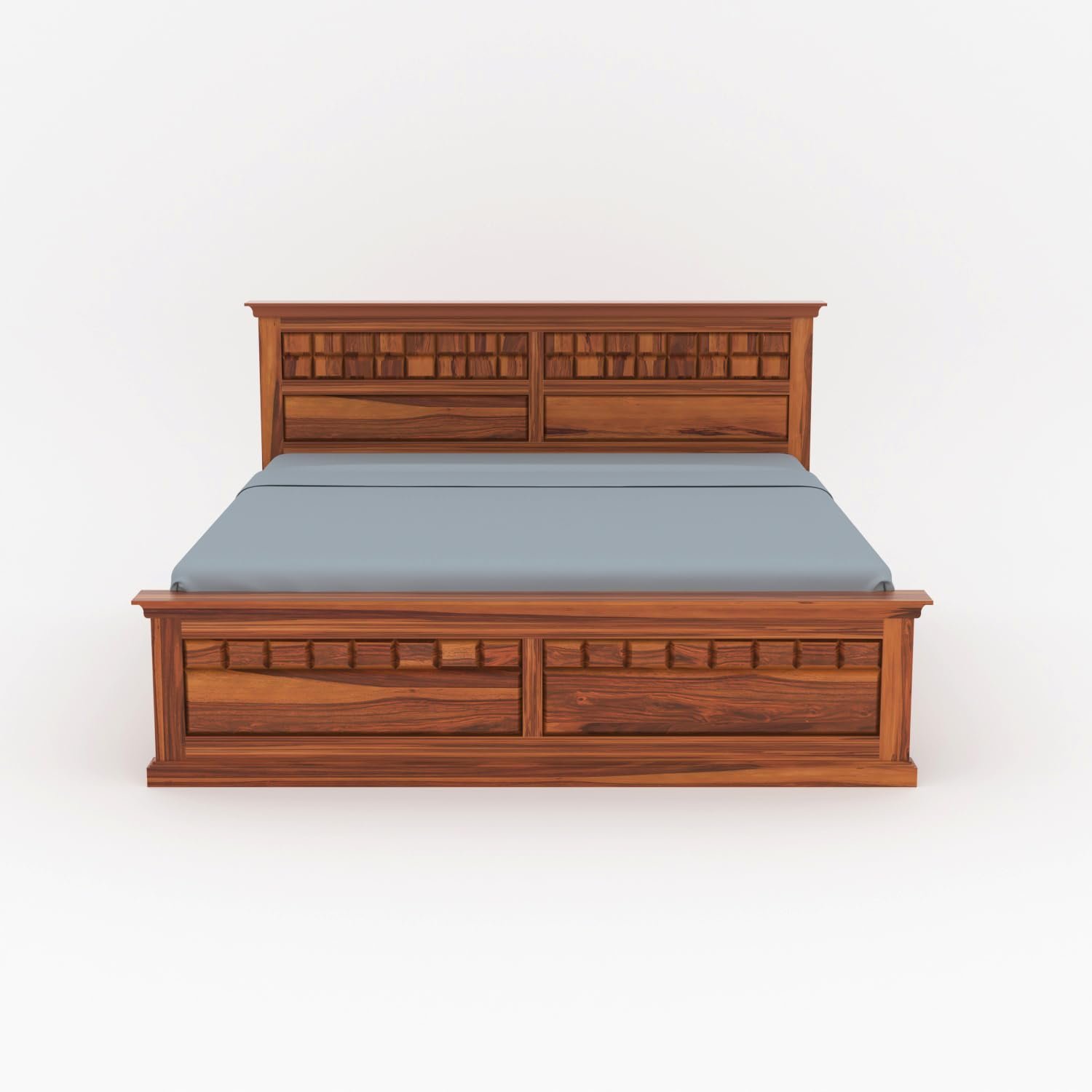 Denvora Premium Wooden Storage Bed with Spacious Box Storage in Walnut Finish - Image 4