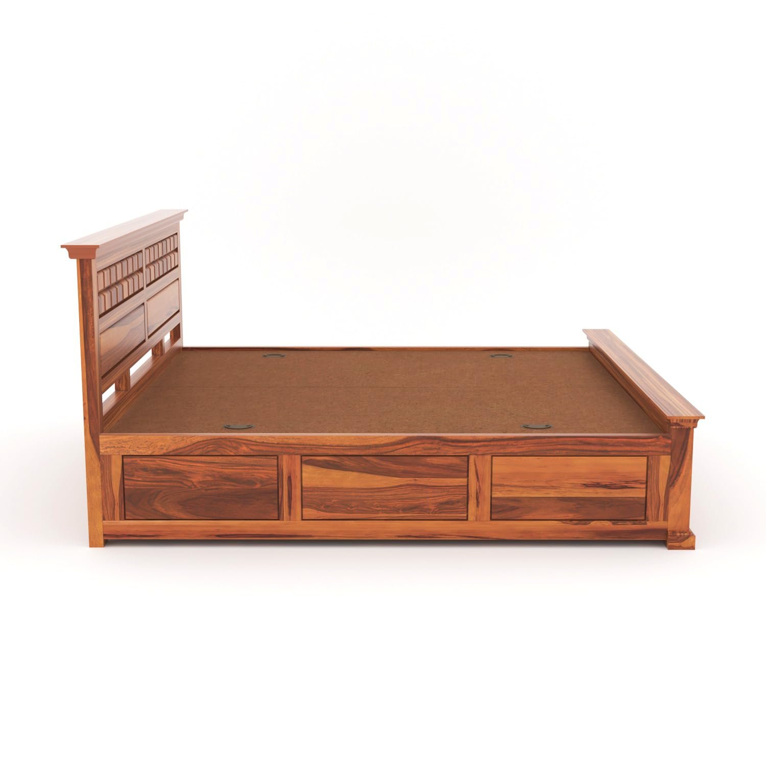 Denvora Premium Wooden Storage Bed with Spacious Box Storage in Walnut Finish - Image 5