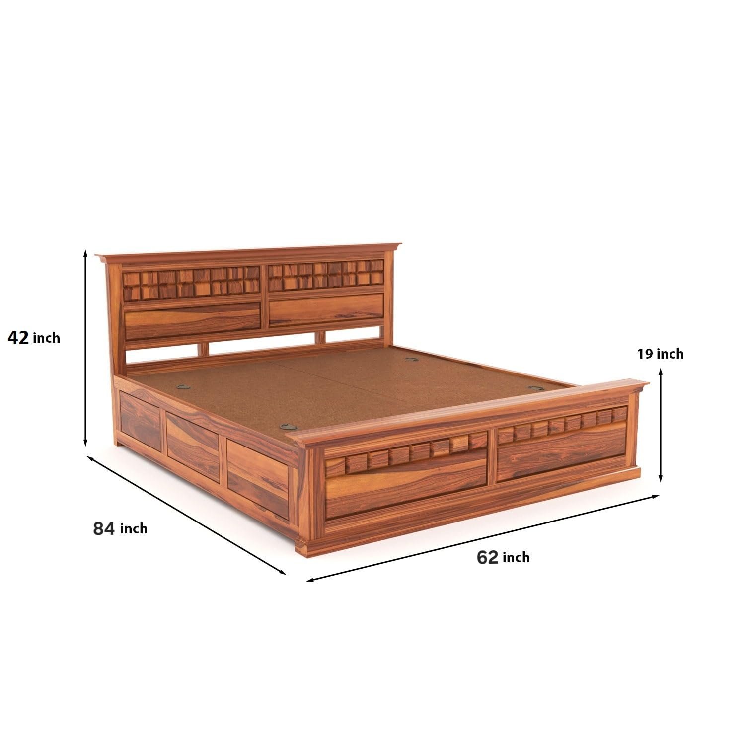 Denvora Premium Wooden Storage Bed with Spacious Box Storage in Walnut Finish - Image 6