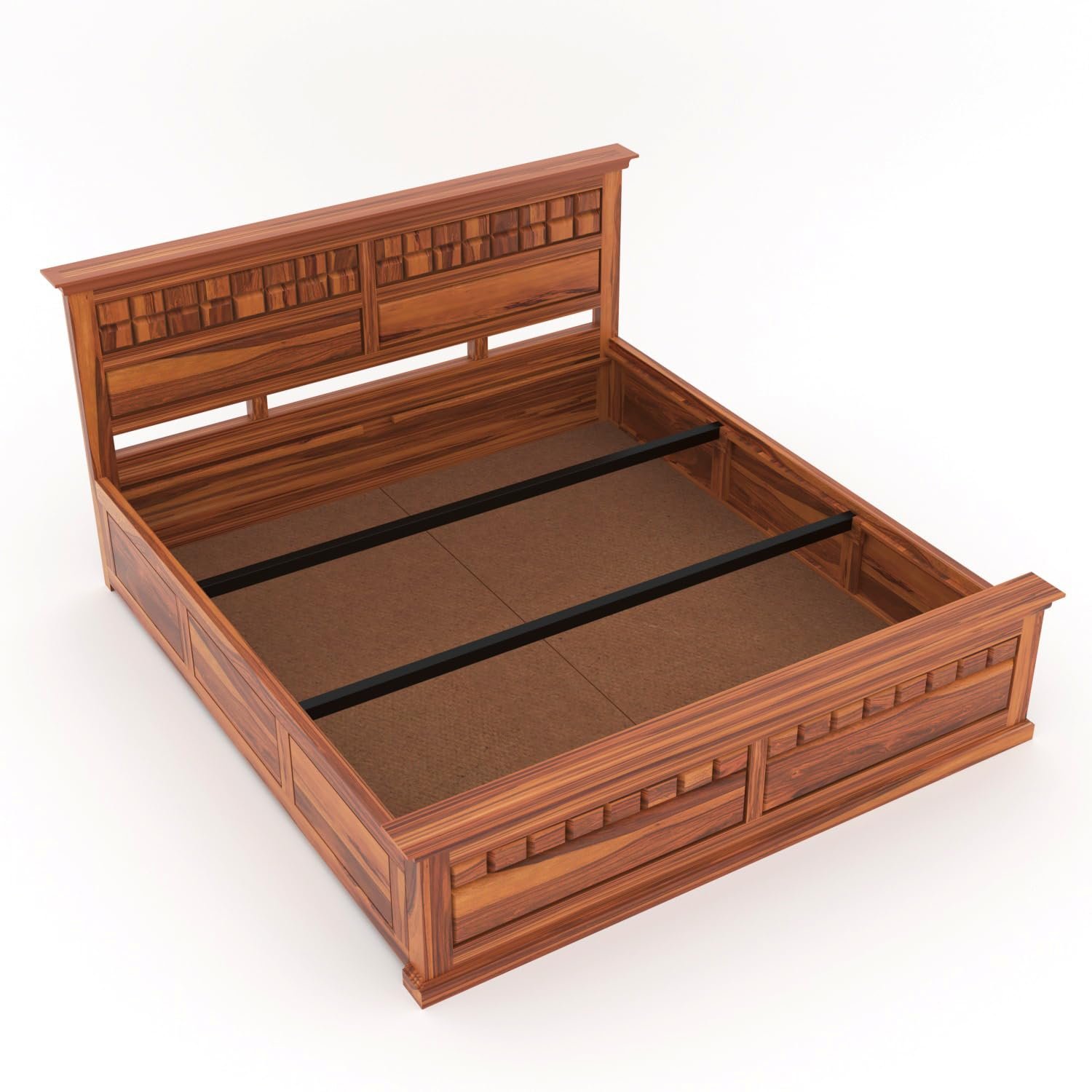 Denvora Premium Wooden Storage Bed with Spacious Box Storage in Walnut Finish - Image 7