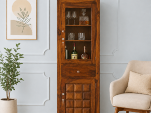 Elvora Contemporary Sheesham Wood Bar Cabinet