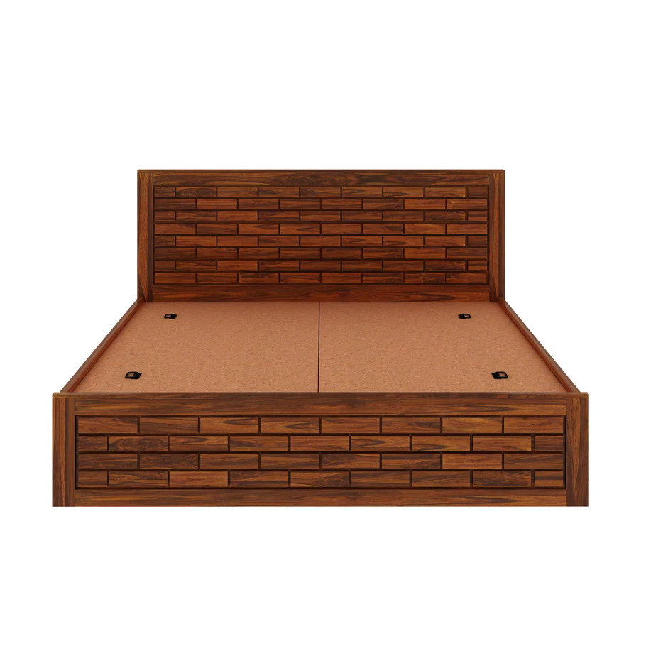 Elvora Modern Solid Sheesham Wood Storage Bed with Elegant Headboard Design - Image 2