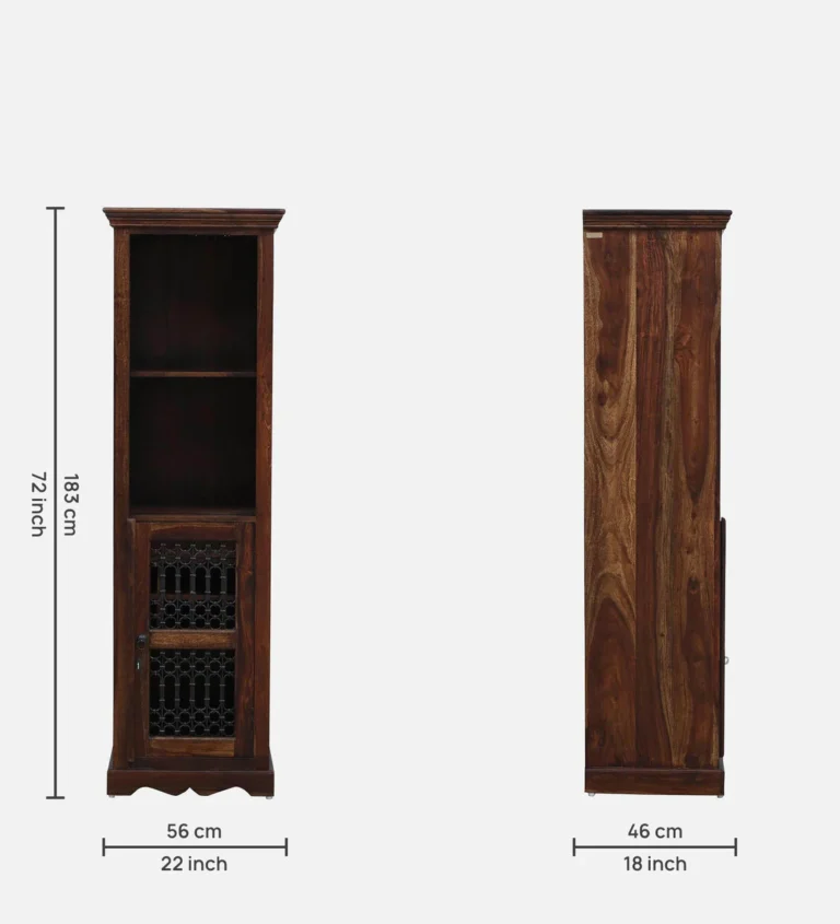 Emmen Solid Wood Bar Cabinet in Rustic Teak Finish - Image 6