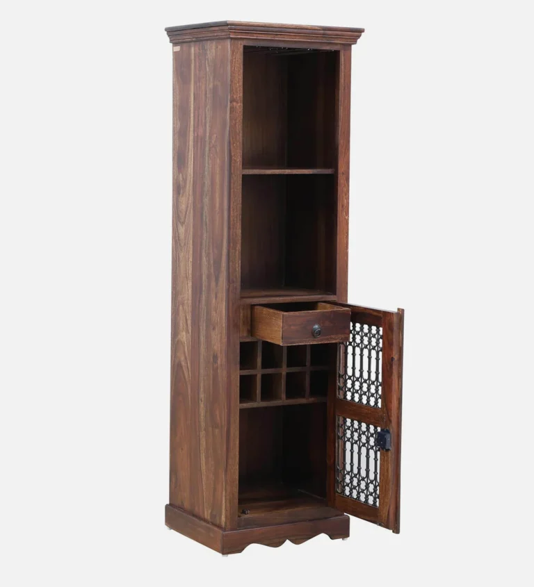 Emmen Solid Wood Bar Cabinet in Rustic Teak Finish - Image 7