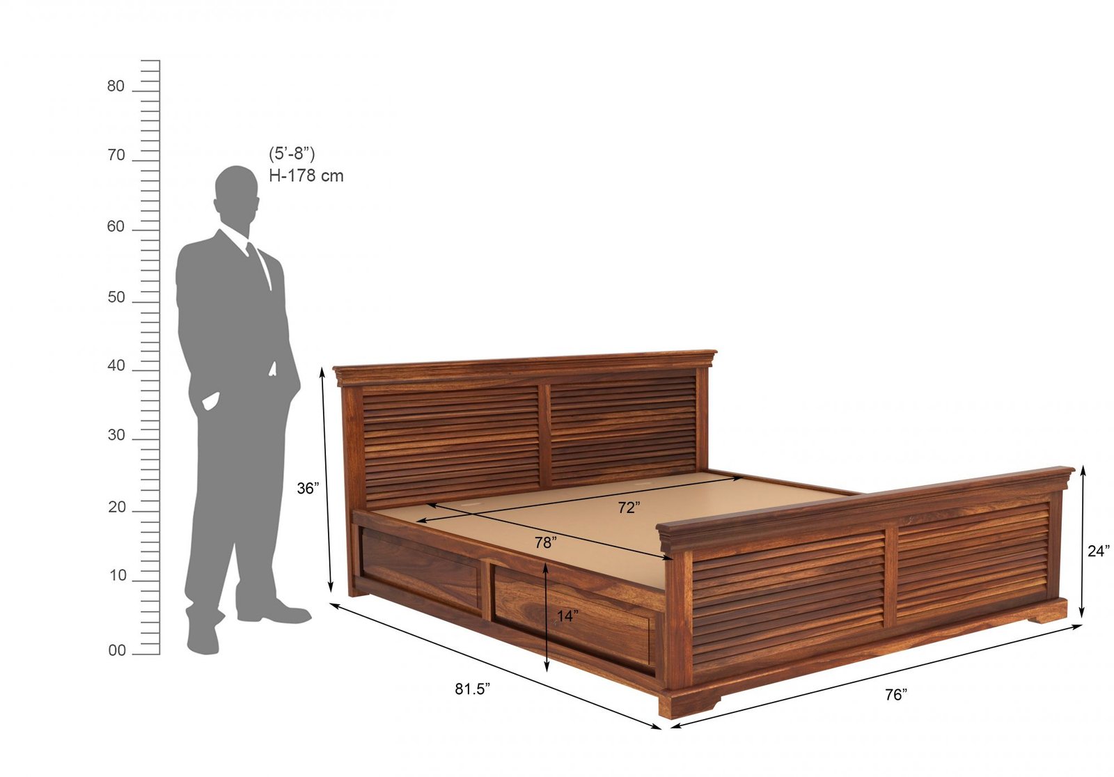 Ferlino Handcrafted Solid Wood Storage Bed with Large Underbed Storage Compartments - Image 2