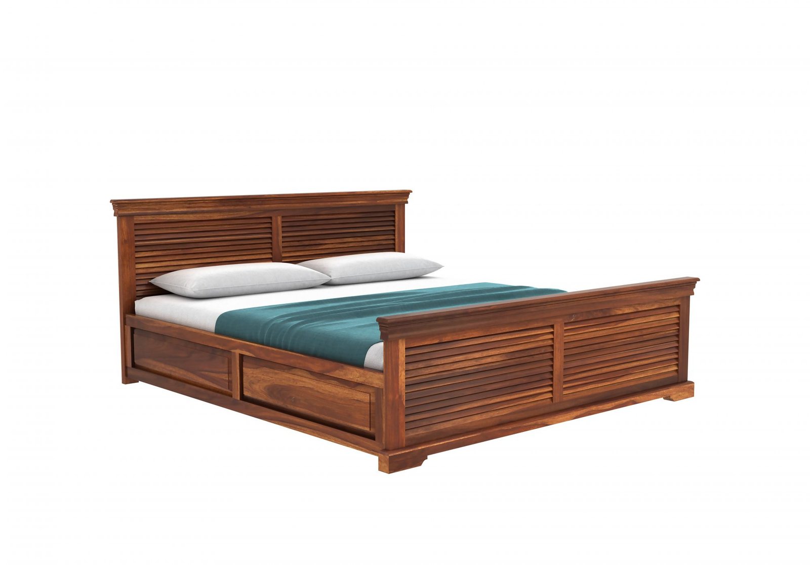 Ferlino Handcrafted Solid Wood Storage Bed with Large Underbed Storage Compartments - Image 4