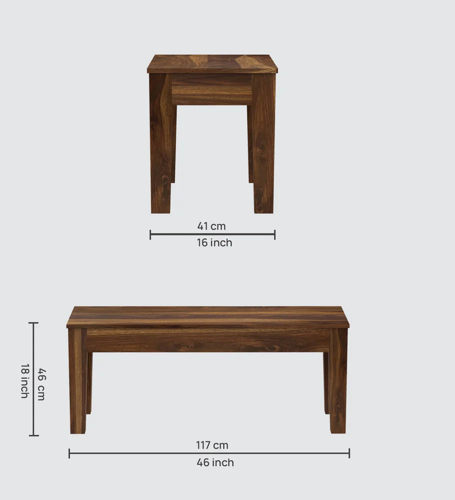 Ferlino Premium Handcrafted Sheesham Wood Dining Table Set for Six - Image 3