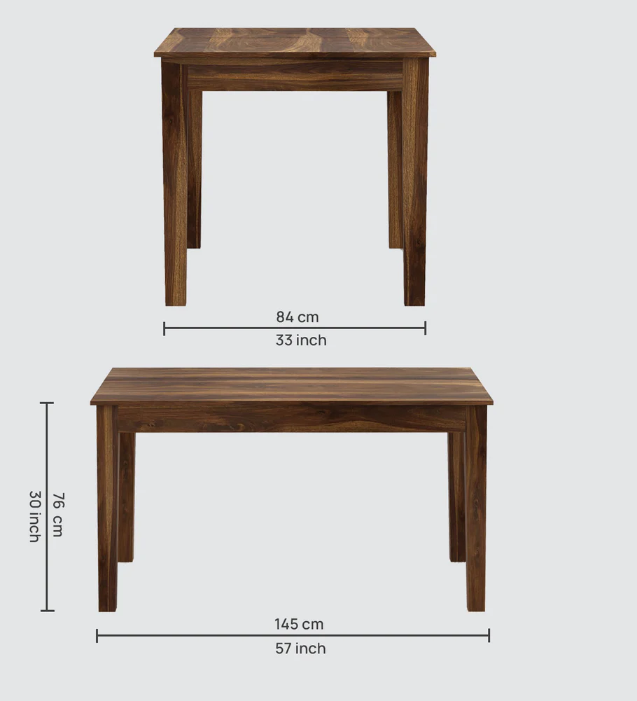 Ferlino Premium Handcrafted Sheesham Wood Dining Table Set for Six - Image 4