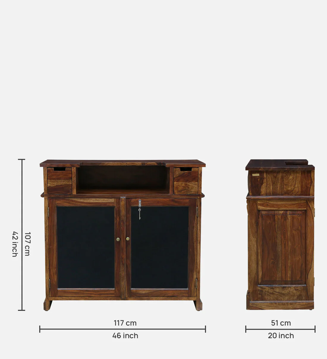 Florita Wooden Bar Cabinet in Elegant Teak Finish - Image 2