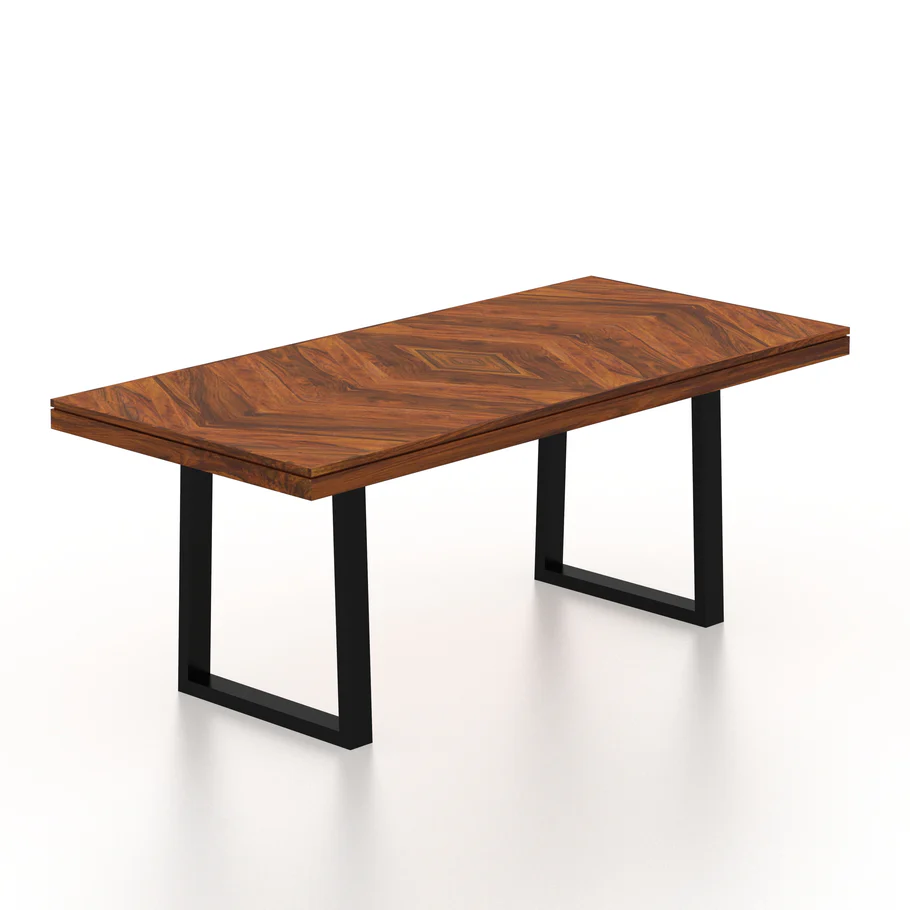 Grevix Classic Solid Wood 6 Seater Dining Set in Rustic Teak Finish - Image 7