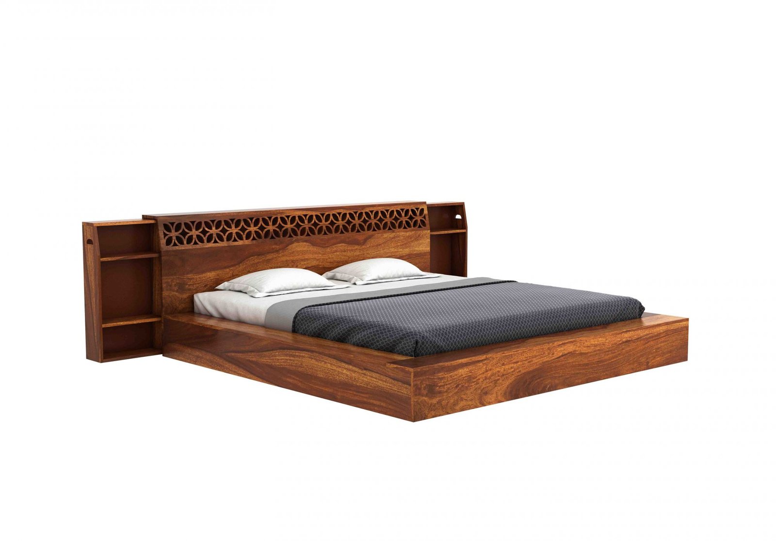 Grevix Premium Sheesham Wood Storage Bed in Provincial Teak Finish - Image 4
