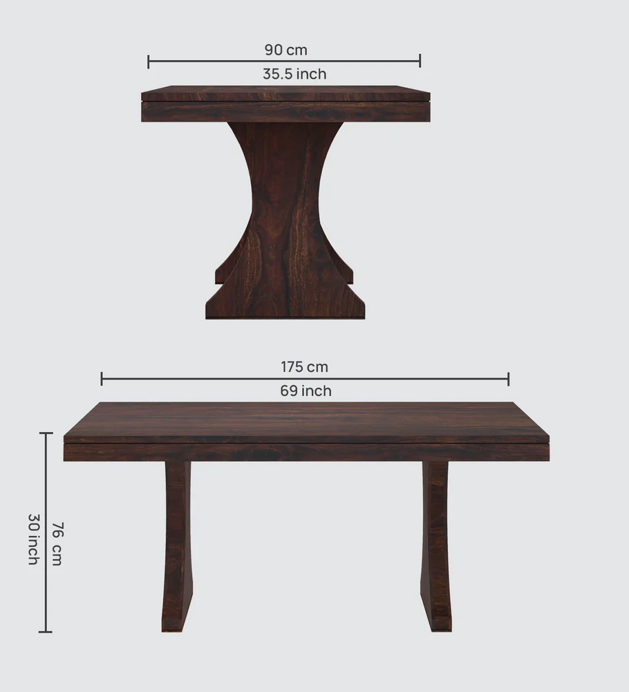 Havensa Contemporary Sheesham Wood 6 Seater Dining Table with Chairs - Image 6