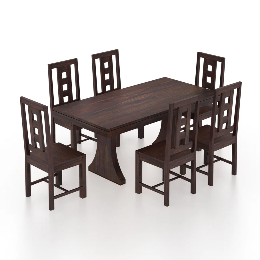 Havensa Contemporary Sheesham Wood 6 Seater Dining Table with Chairs - Image 7