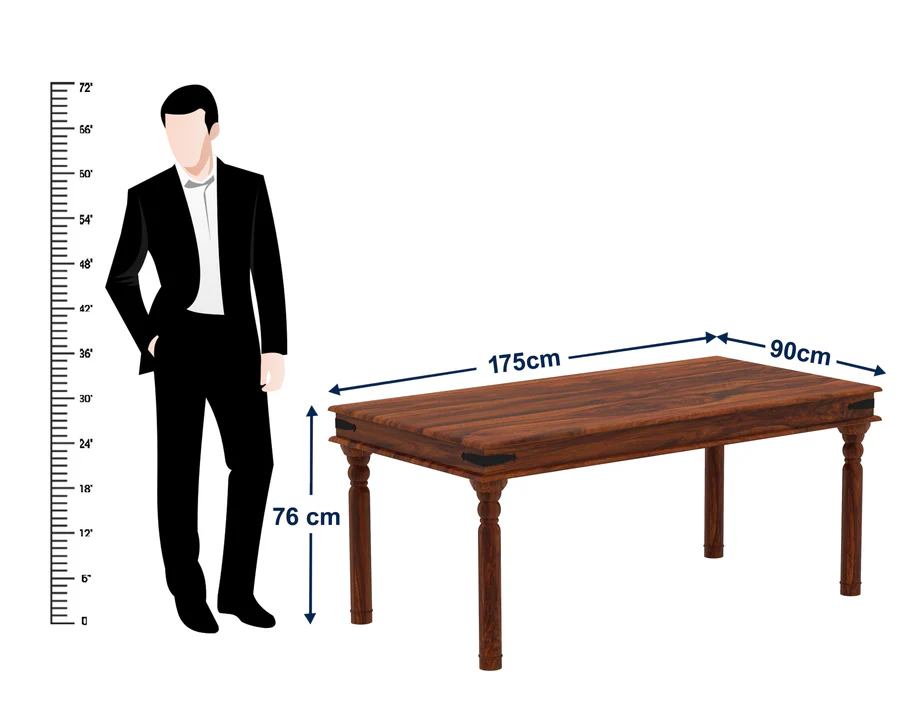 Ivoria Elegant Solid Wood Dining Set for 6 in Walnut Finish - Image 6