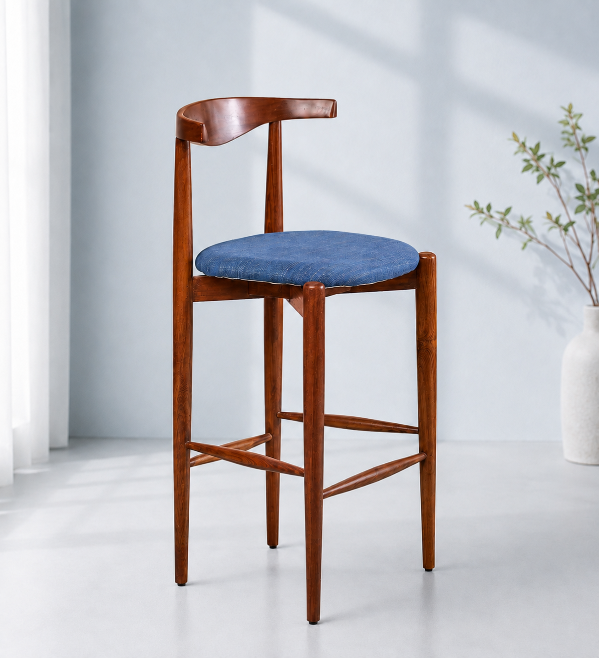 Krevix Premium Wooden Bar Chair for Kitchen Counter and Home Bar