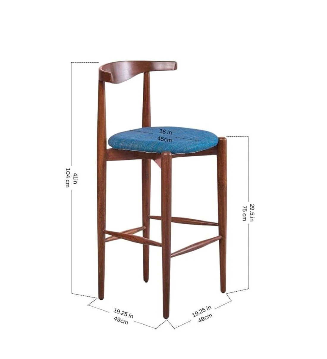 Krevix Premium Wooden Bar Chair for Kitchen Counter and Home Bar - Image 5