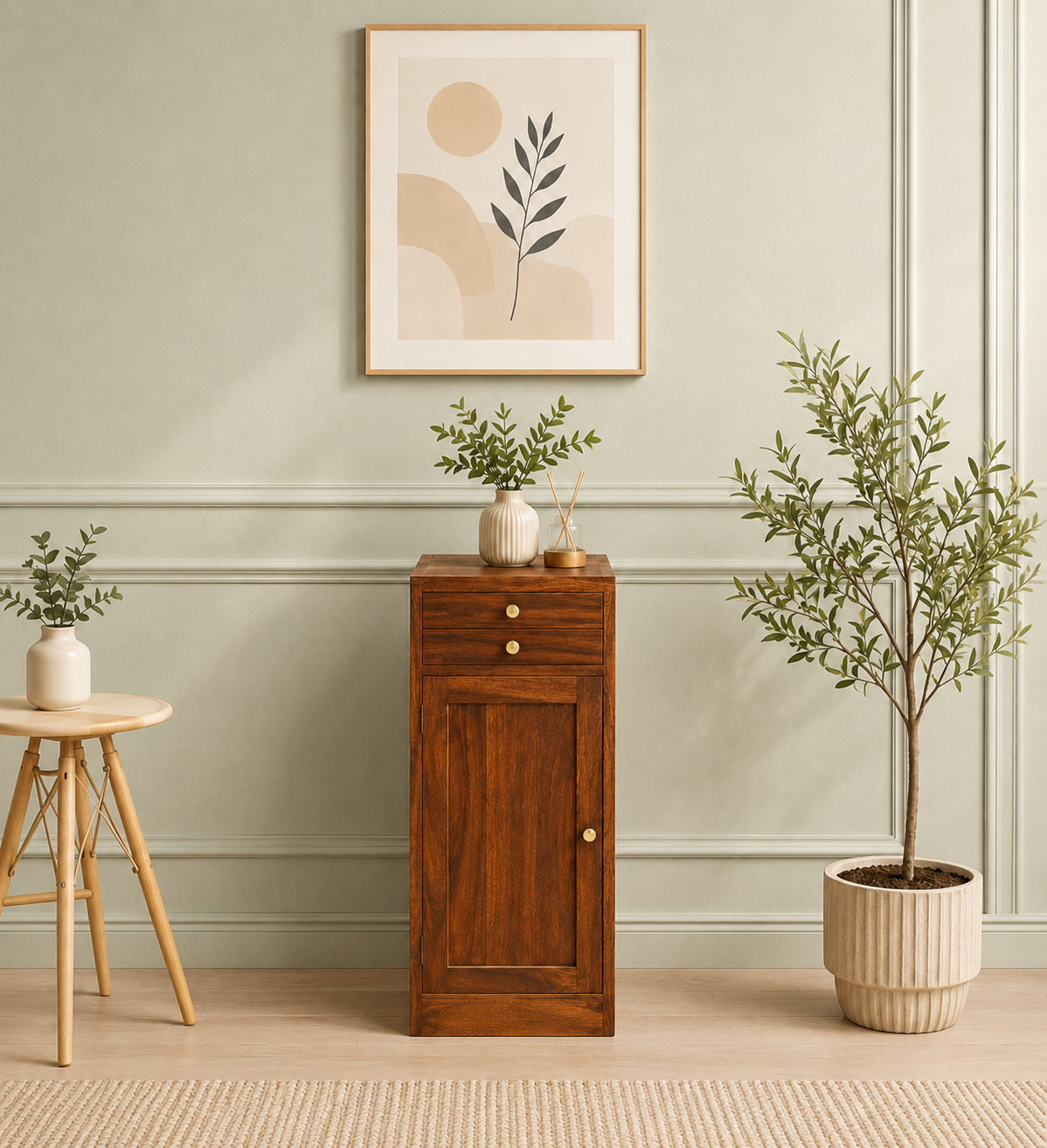 Krevix Solid Wood Bar Cabinet for Modern Living Spaces