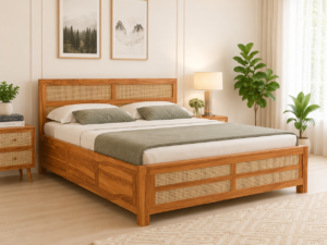Lorenza Elegant Solid Sheesham Wood Storage Bed with Spacious Drawer Storage