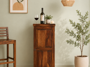 Montero Sheesham Wood Bar Cabinet with Storage Shelves