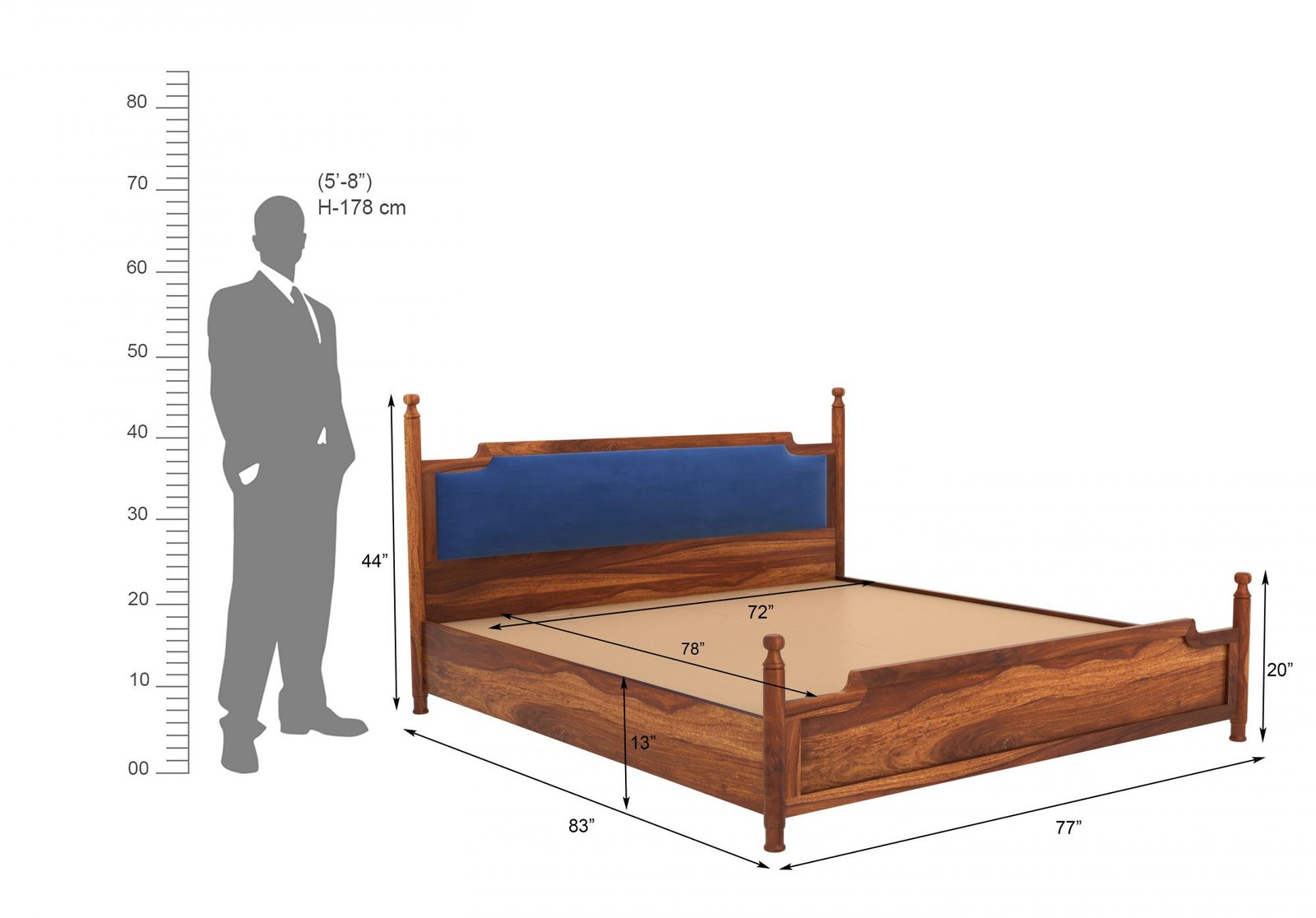 Norvexa Luxury Solid Sheesham Wood Storage Bed with Premium Finish - Image 6