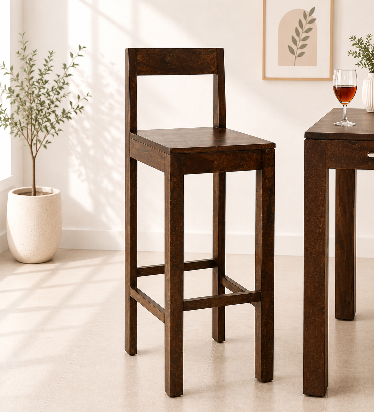 Norvik Luxury Wooden Counter Height Bar Chair