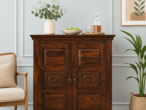 Norvik Solid Sheesham Wood Bar Cabinet for Home