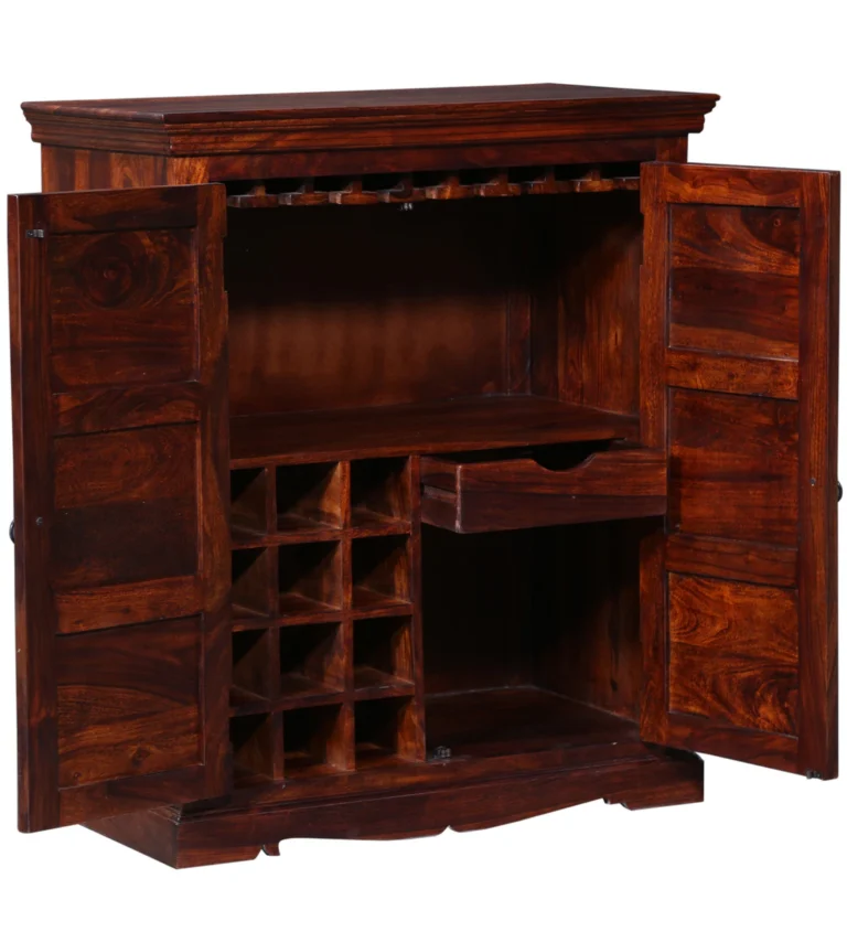 Norvik Solid Sheesham Wood Bar Cabinet for Home - Image 3