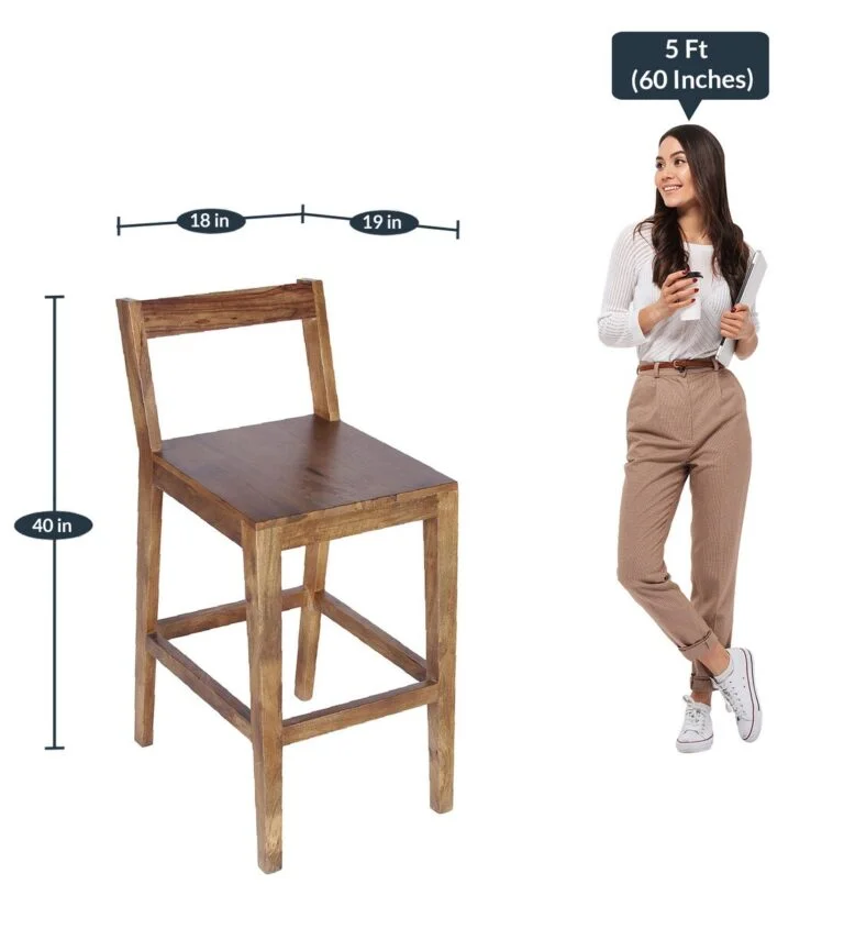 Oakspire Premium Sheesham Wood Bar Chair in Natural Finish - Image 6