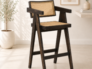 Orlena Modern Solid Wood Bar Chair in Classic Walnut Finish
