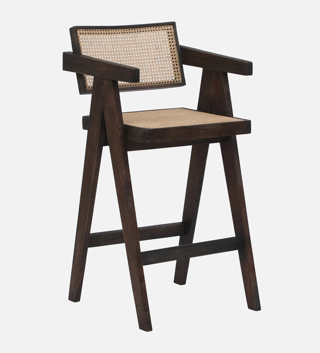Orlena Modern Solid Wood Bar Chair in Classic Walnut Finish - Image 3