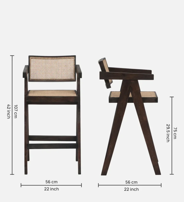 Orlena Modern Solid Wood Bar Chair in Classic Walnut Finish - Image 6