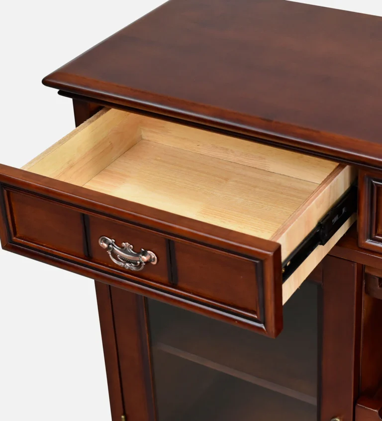 Orlena Premium Solid Wood Bar Cabinet in Walnut Finish - Image 2