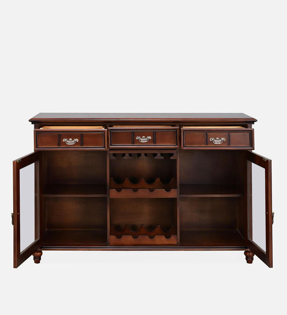 Orlena Premium Solid Wood Bar Cabinet in Walnut Finish - Image 3