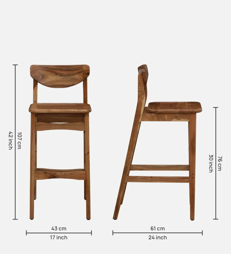 Ravento Solid Sheesham Wood Bar Chair for Kitchen Island - Image 2