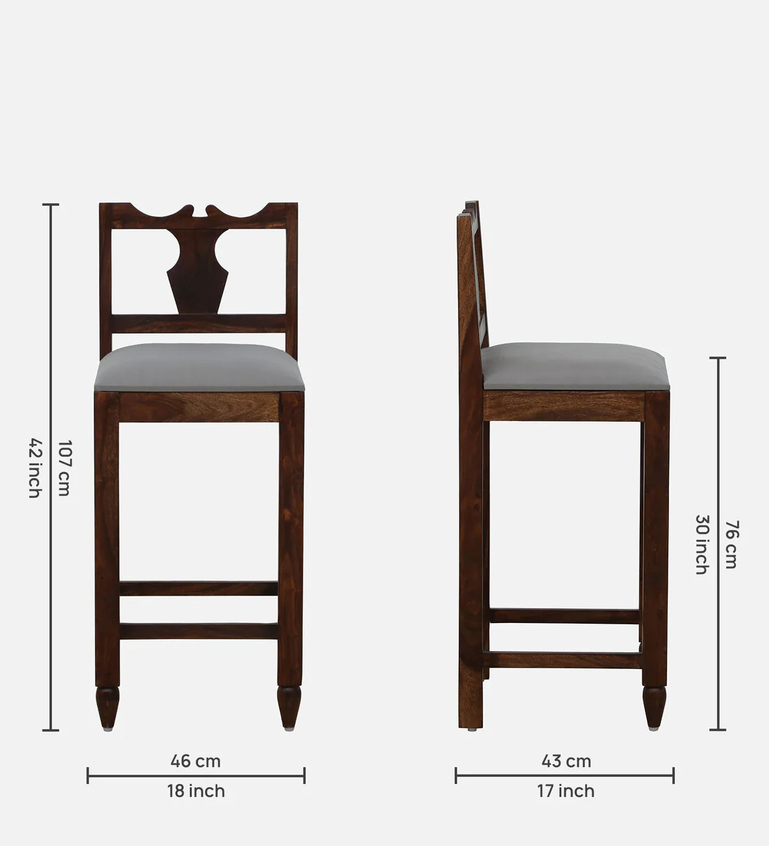 Tency Contemporary Sheesham Wood Bar Chair for Home Bar - Image 4