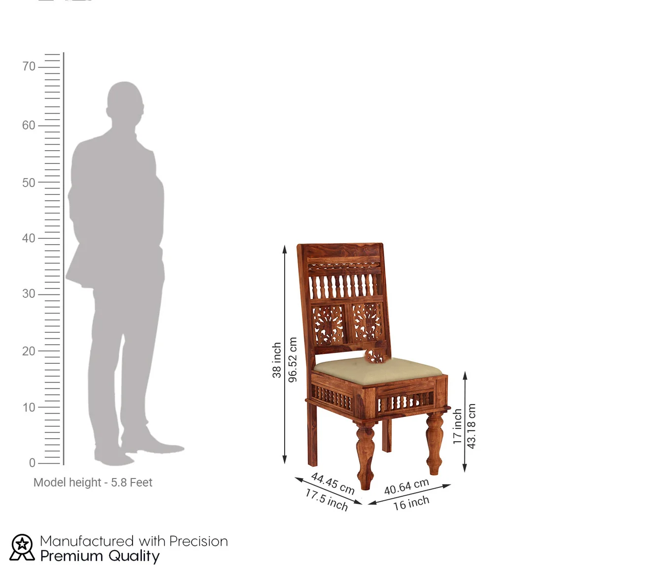 Wincrest Solid Wood Bar Chair with Comfortable Backrest - Image 3