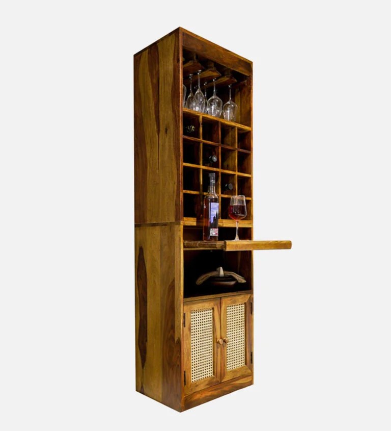 Zovian Wooden Bar Cabinet with Glass Holder and Wine Rack - Image 2