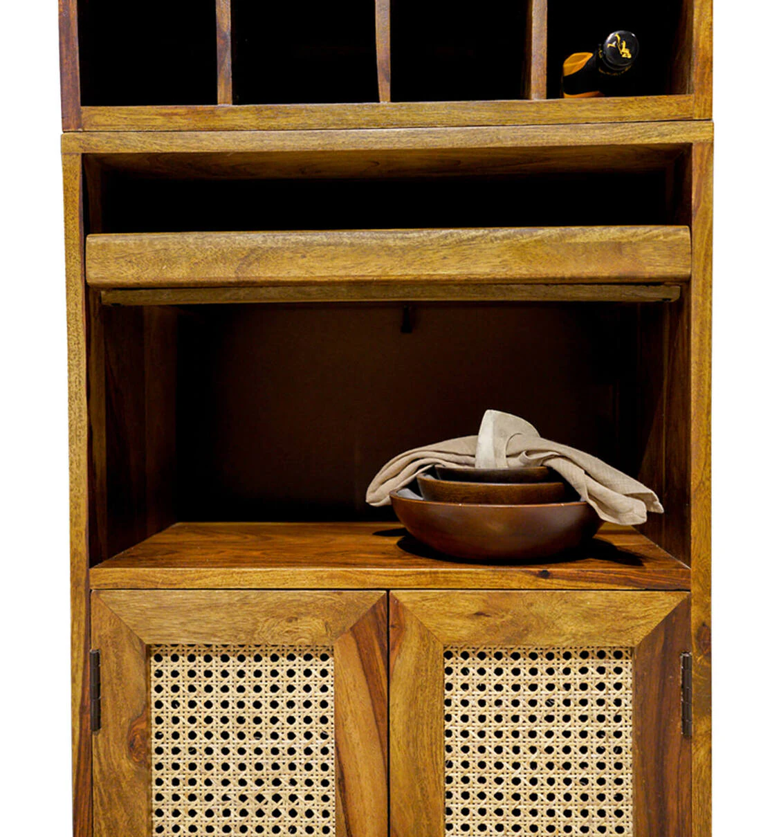 Zovian Wooden Bar Cabinet with Glass Holder and Wine Rack - Image 5