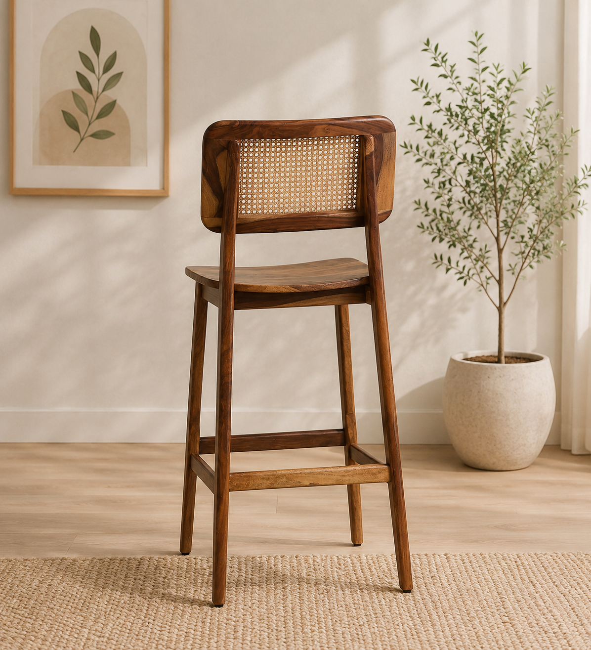 Montero Sheesham Wood Counter Height Bar Chair in Teak Finish