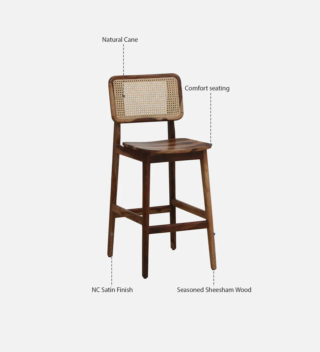 Montero Sheesham Wood Counter Height Bar Chair in Teak Finish - Image 5