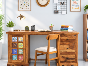 1. Elegant Solid Sheesham Wood Study Table with Spacious Storage