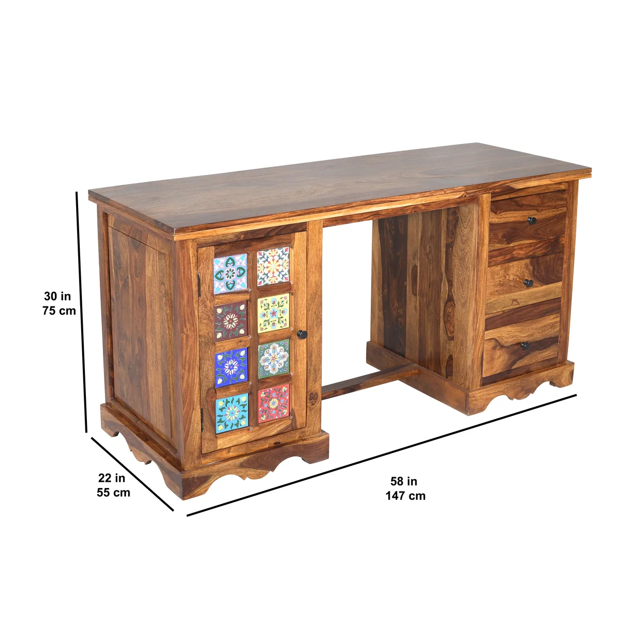 1. Elegant Solid Sheesham Wood Study Table with Spacious Storage - Image 2