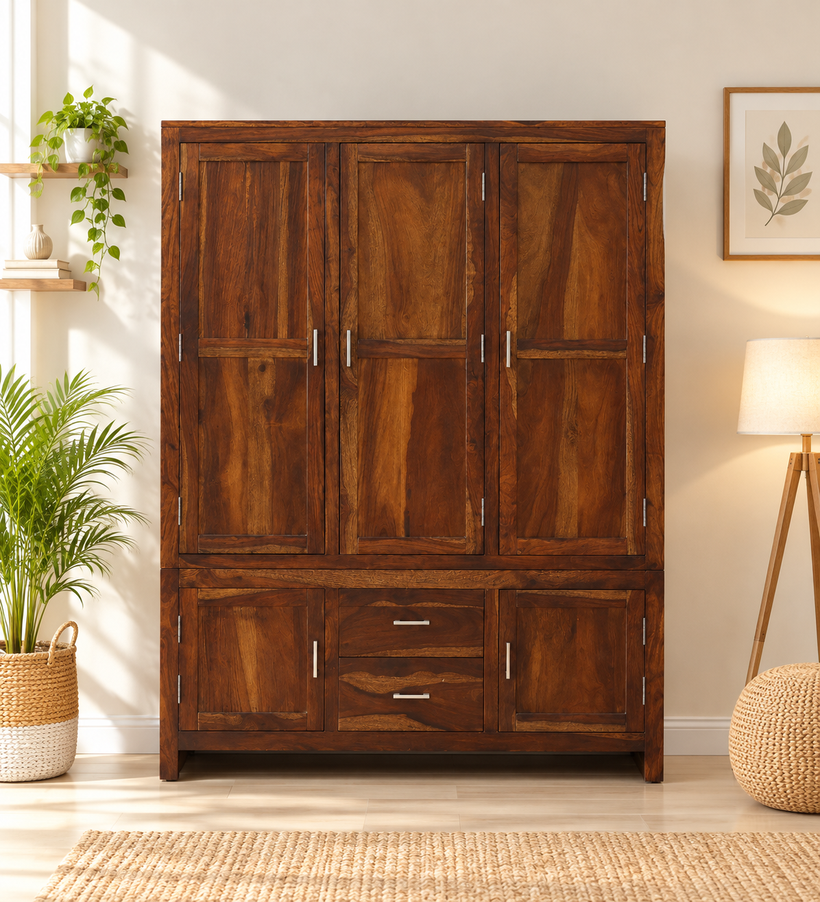 2. Elegant Classic Wooden Wardrobe with Ample Storage and Stylish Design